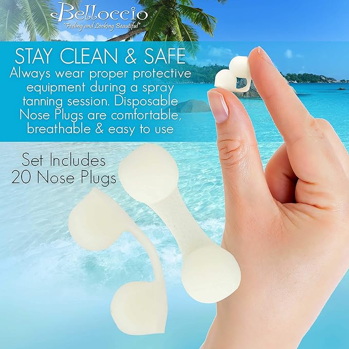 Belloccio Pack of 20 Disposable Nose Filter Plugs (Used For Sunless Airbrush Spray Tanning)