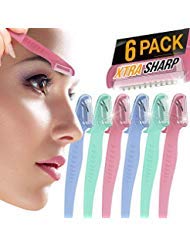 Nylea Disposable Razors – 6 Pack Eyebrow Razor for Women & Men Face Precision [Japanese Blades] Shaper Trimmer with Cover Short Head & Gel Handle for Shaping, Disposable Men Facial Hair Remover & Shaving Tool Peach Fuzz