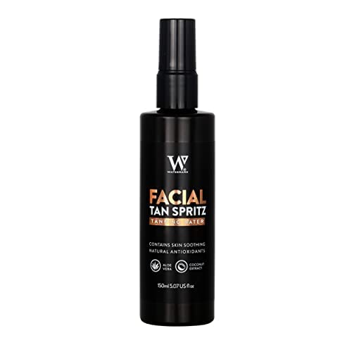 Face Self Tanning Water Aloe Vera 150ml - Self Tan Face Mist, Face Tan, Vegan, DHA Natural Tanning Active no biscuit smell, Tropical smelling