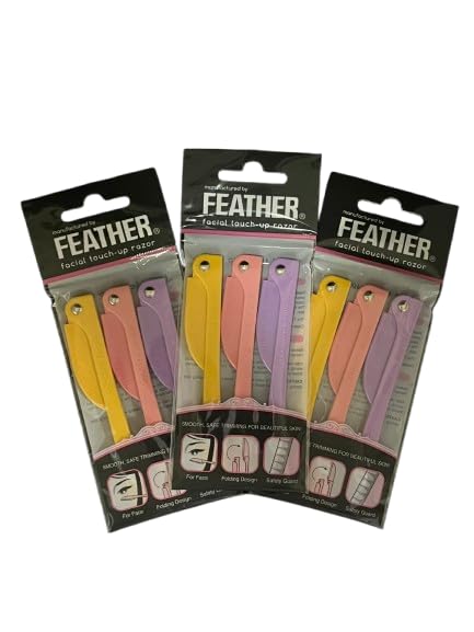 glowtalebaeuty Eyebrow Trimmers – Feather Flamingo Facial Touch Up Stainless Steel Razor for Eyebrow and Face Hair Removal - 3 Pack | Foldable and Long-Lasting