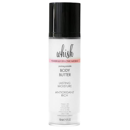 Whish Body Butters – Whish Beauty Body Butter for Women - Moisturizing Body Lotion for Dry Skin - Antioxidant-Rich with Shea Butter, Aloe, & Raspberry Butter - Paraben & Sulfate Free - Pomegranate - 5 fl oz