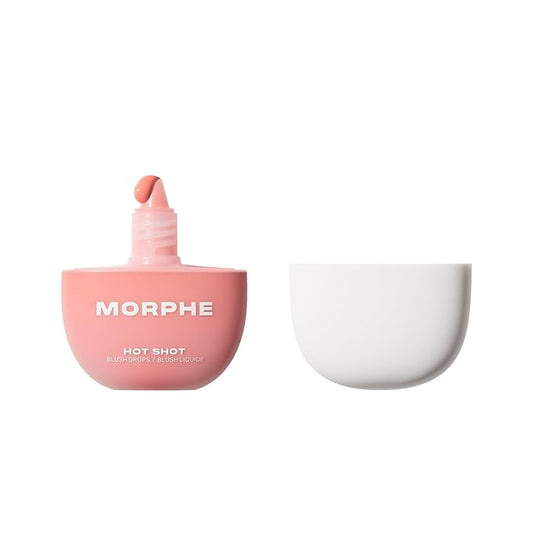 MORPHE Blush – Morphe Hot Shot Blush Drops - Hydrating, Buildable Liquid Blush for Cheeks with Niacinamide and Antioxidants- Buildable, Waterweight Formula for a Natural Finish - Power Drip (0