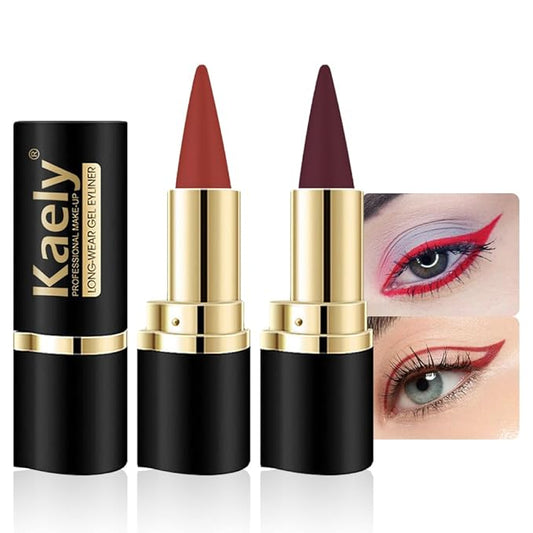 KaelyCosmetics Eyeliner – Kaely 2Pcs Red Dark Red Gel Eyeliner Pencil Set,Waterproof Color Colored Eye Liner Crayon,Cat Eye Stencil Gothic Halloween Makeup,Face Paint Eye Black Stick,delineadores de colores para ojos