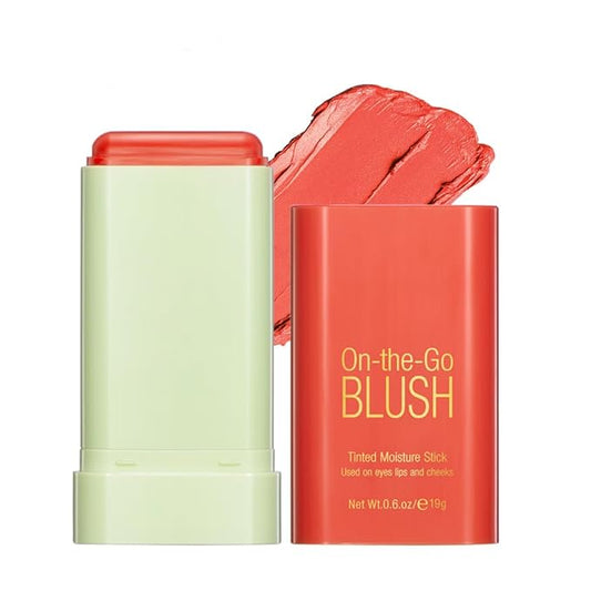 PaminifyBeautyMakeup Blush – Soft Creamy Blush Stick,On-the-Go Blush,2-in-1 Cheek and Lip Tint,Waterproof Hydrating Solid Natural Moisture Smooth Blendable Matte Finish Face Blush Makeup,03 coral orange