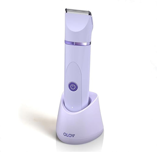 OLOV Personal Groomers – OLOV Electric Body Hair Trimmer - Groin Trimmer for Men - Bikini Trimmer Women - Wet/Dry Shaver Groomer, Replaceable Ceramic Blade Heads, USB Recharge Dock, Waterproof Hygiene Razor,Purple