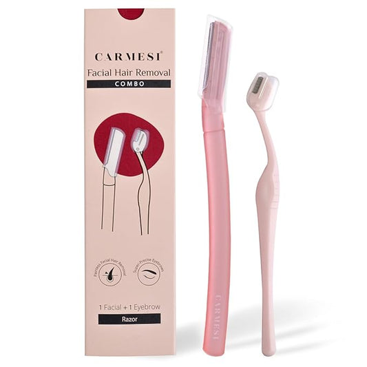 Carmesi Eyebrow Trimmers – Facial Hair Removal Combo with Face Razor + Eyebrow Razor | Painless & Precision Face Hair Removal | for Eyebrows, Upper Lip, Peach Fuzz & Forehead