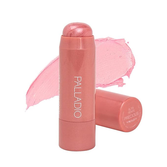 PalladioBeauty Blush – Palladio I'm Blushing 2-in-1 Cheek and Lip Tint, Buildable Lightweight Cream Blush, Sheer Multi Stick Hydrating formula, All day wear, Easy Application, Shimmery, Blends Perfectly onto Skin, Precious