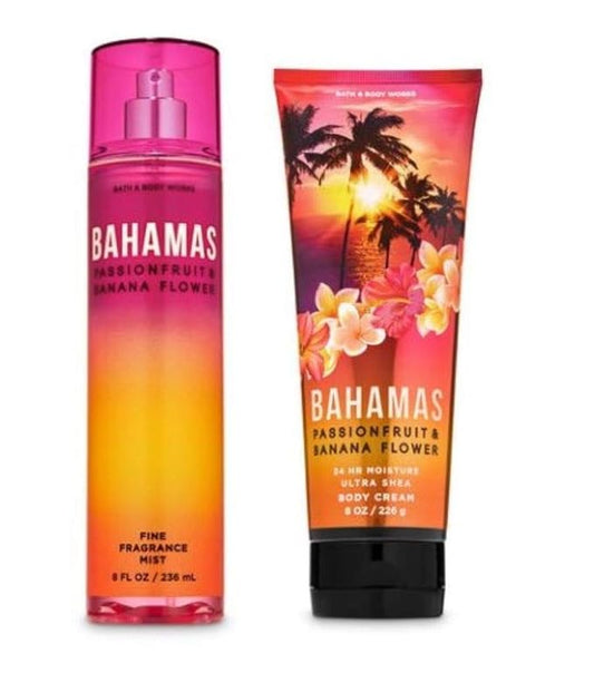 Bath+%26+Body+Works Creams – Bath and Body Works - Bahamas Passionfruit & Banana Flower - Fine Fragrance Mist and Ultra Shea Body Cream - Full Size –2020