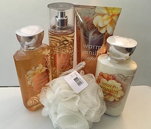 Bath+%26+Body+Works Sets & Kits – Warm Vanilla Sugar Deluxe 5 Piece Bundle Gift Set Full, Size Cream, Lotion, Shower Gel, Fragrance Mist & Shower Sponge (packaging may vary)