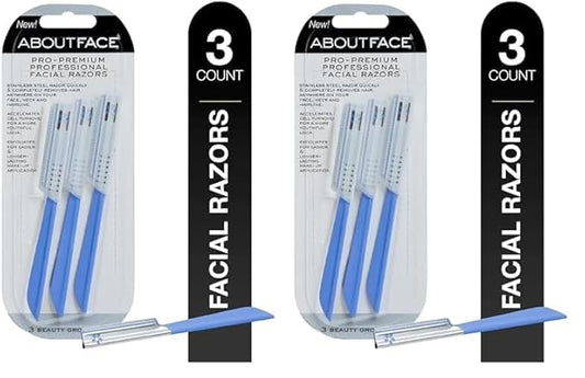 About+Face Disposable Razors – About Face Pro-Premium Facial Razors - 3 Beauty Groomers for Hair Removal, Ideal for Shaving, Exfoliating, Dermaplaning and Brow Shaping, Japanese Stainless Steel Gently Removes Facial Hair