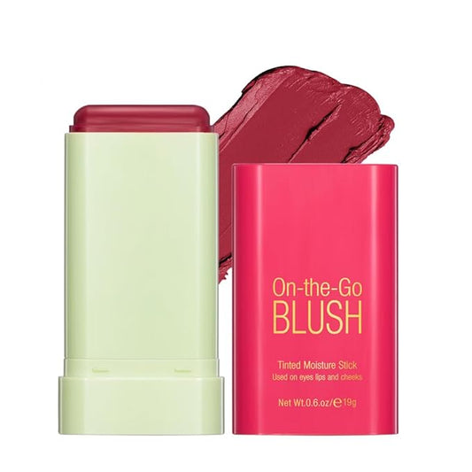PaminifyBeautyMakeup Blush – Soft Creamy Blush Stick,On-the-Go Blush,2-in-1 Cheek and Lip Tint,Waterproof Hydrating Solid Natural Moisture Smooth Blendable Matte Finish Face Blush Makeup,02 hot red