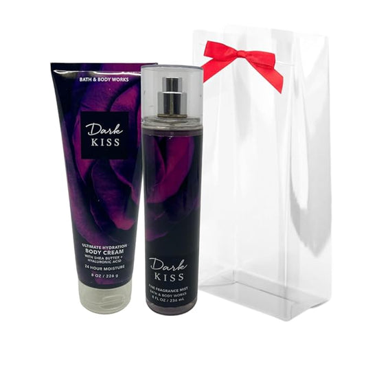 glowtalebaeuty Sets & Kits – Bath & Body Works DARK KISS 2-piece Gift Set with a Red Bow for Holidays & Gifts - Fine Fragrance Mist & Ultimate Hydration Body Cream