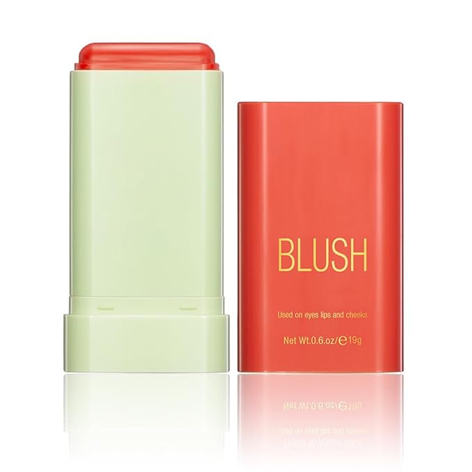 Tiejdhr Blush – Multi-Use Makeup Blush Stick, 3-in-1 Cream Blush Stick Beauty Tinted Solid Blush Stick for Cheek/Eyes/Lips, Waterproof Moisturizer Stick, Suitable for All Skin (03# Coral Orange)