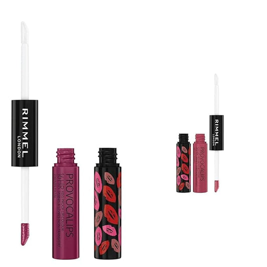 Rimmel Lipstick – Rimmel London Provocalips 16hr Kiss-Proof Lip Color Bundle - 230 Kiss Fatal & 005 Just Teasing, 14 fl