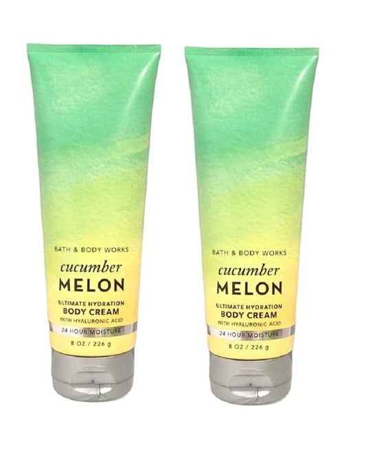 LushLather Creams – Bath & Body Works Ultimate Hydration Body Cream For Women 8 Fl Oz 2- Pack (Cucumber Melon)