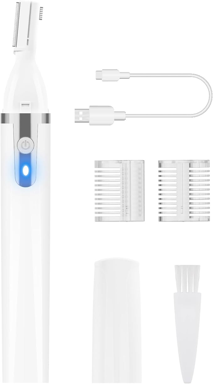 Dapsang Eyebrow Trimmers – Eyebrow Trimmer Electric Eyebrow Razor, Rechargeable Facial Hair Shaver Painless Detail Trimmer with Rinseable Blade for Face Beard Neck (White)