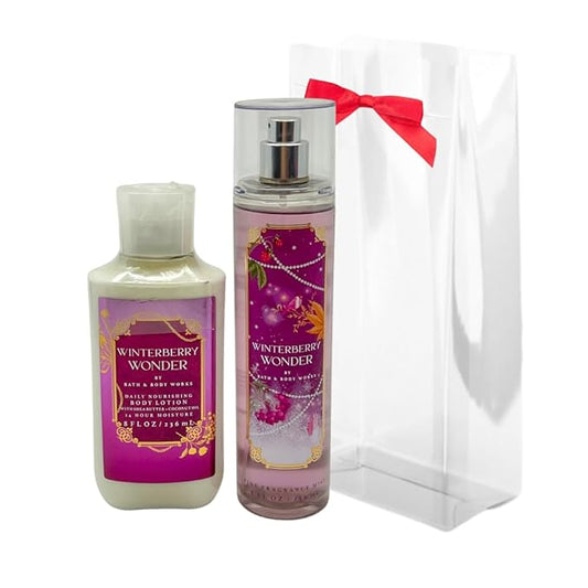 glowtalebaeuty Sets & Kits – Bath & Body Works WINTERBERRY WONDER 2pc bundle - Fine Fragrace Mist & Body Lotion - Gift set with a Red Bow for Holidays & Gifts
