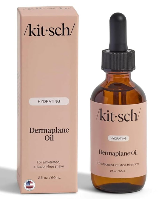 Kitsch Face Oil – Kitsch Hydrating Dermaplane Oil, Face Shaving Oil for Women - use with Dermaplaning Tool, Razor, Shaver or Microblades for Face for Close Shave, with jojoba, vitamin E, grapeseed & argan oil - 2oz