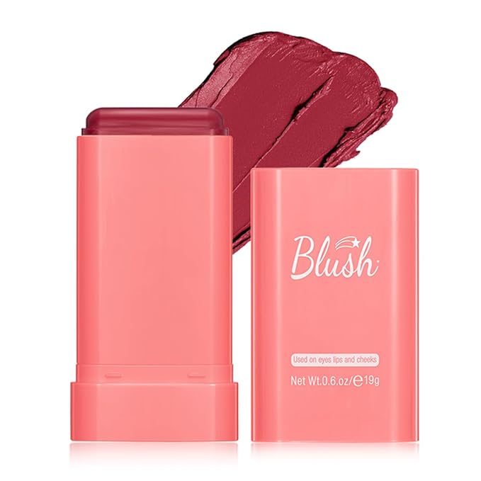 Tiejdhr Blush – Multi-Use Makeup Blush Stick, 3-in-1 Cream Blush Stick Beauty Tinted Solid Blush Stick for Cheek/Eyes/Lips, Waterproof Moisturizer Stick, Suitable for All Skin (02# Red)