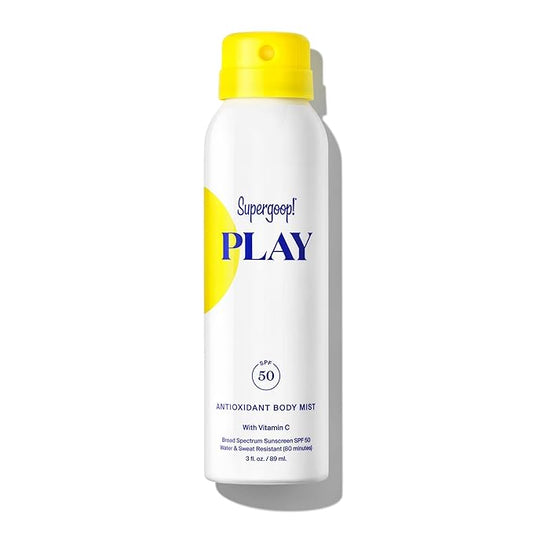 Supergoop Body Sunscreens – Supergoop! PLAY Antioxidant Body Mist w/ Vitamin C, 3 fl oz - SPF 50 PA++++ Broad Spectrum Sunscreen - Body Spray for Sensitive Skin - Clean Ingredients - Great for Active Days