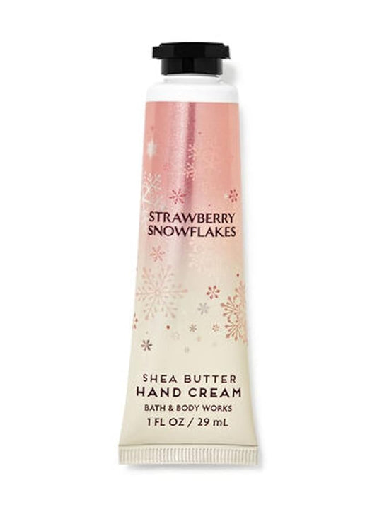 LushLather Hand Creams & Lotions – Bath & Body Works Strawberry Snowflakes Shea Butter Travel Size Hand Cream 1oz (Strawberry Snowflakes), 1