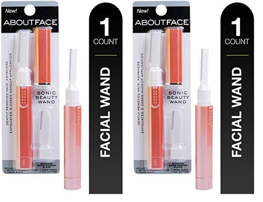 About+Face+ Epilators – Kai About Face Sonic Beauty Wand with Bonus Eyebrow Shaper; Battery Operated Face Hair Remover; Face, Chin, & Lip Hair Remover, Face Hair Remover Tool for Women, Epilator for Men & Women (Pack of 2)