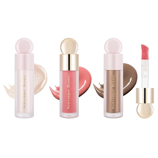 Liquid Contour,Liquid Highlighter, Liquid Blush with Face Brush
