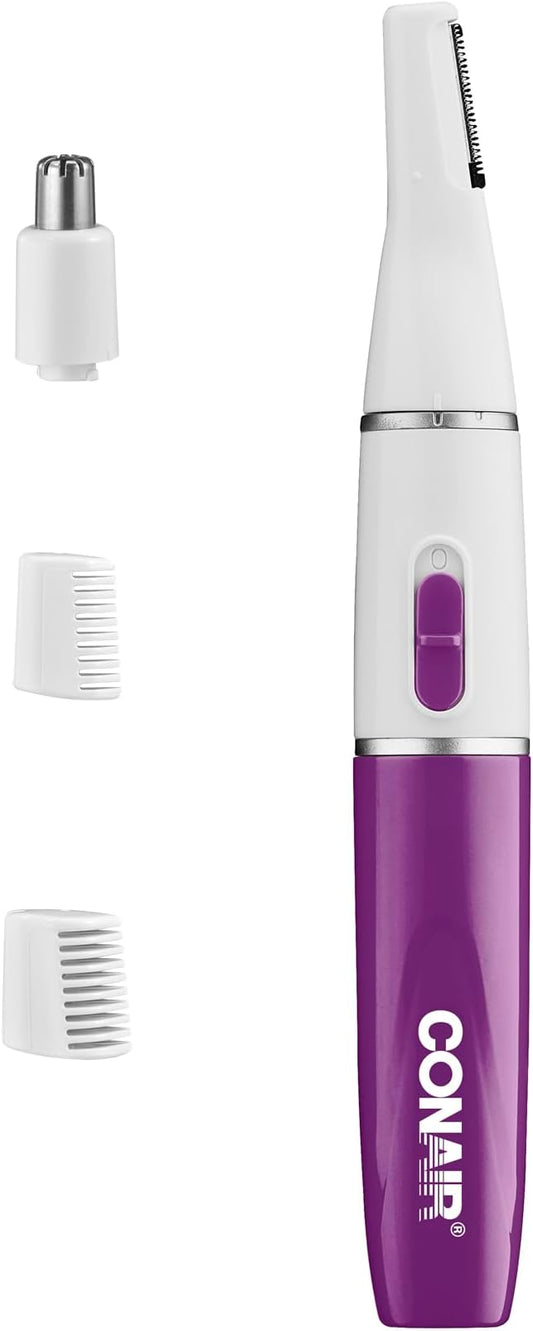 conair Nose & Ear Hair Trimmers – Conair All-in-1 Facial Hair Trimmer for Women, Perfect for Face, Ear/Nose and Eyebrows, Battery-Powered