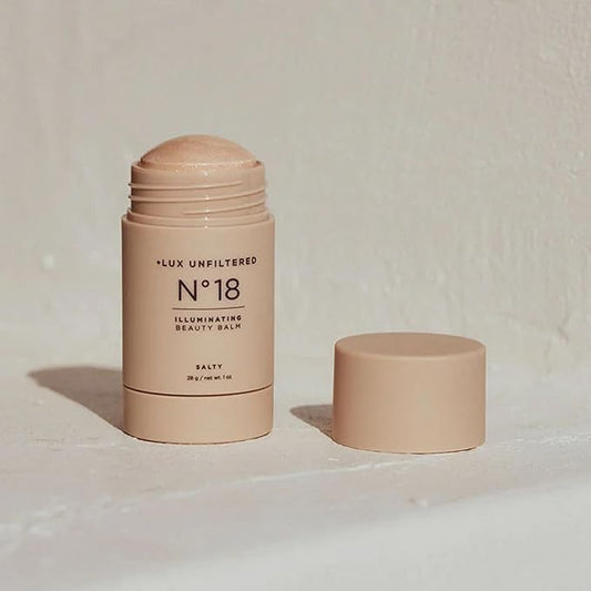 LUXUNFILTERED Highlighters & Luminizers – '+ Lux Unfiltered N°18 Illuminating Beauty Balm - Highlighter Stick with Mango Butter - Buildable and Blendable Highlighter Makeup Stick - Vegan & Cruelty Free - Salty (A Sheer Opal Gloss)