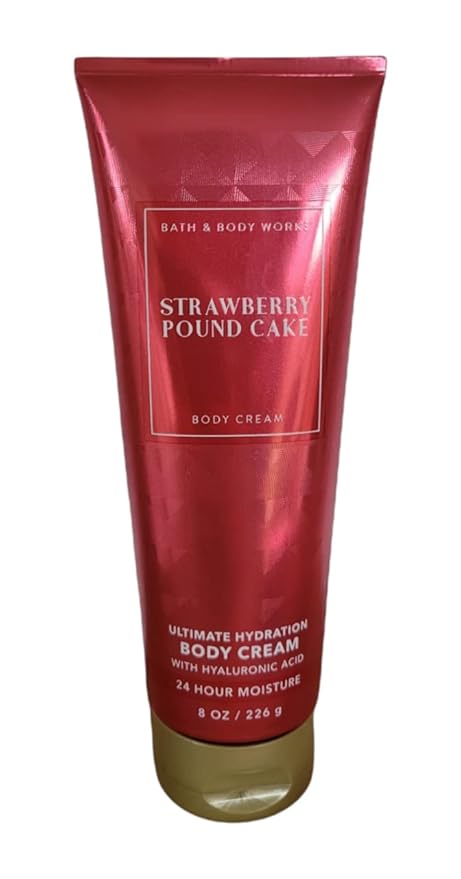 LushLather Creams – Bath and Body Works Strawberry Pound Cake Ultimate Hydration 24 Hour Body Cream 8 Ounce with Hyaluronic Acid