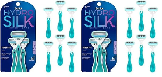 SchickHydroSilk Disposable Razors – Schick Hydro Silk Sensitive Skin Disposable Razors for Womens, 6 Count (Pack of 2)