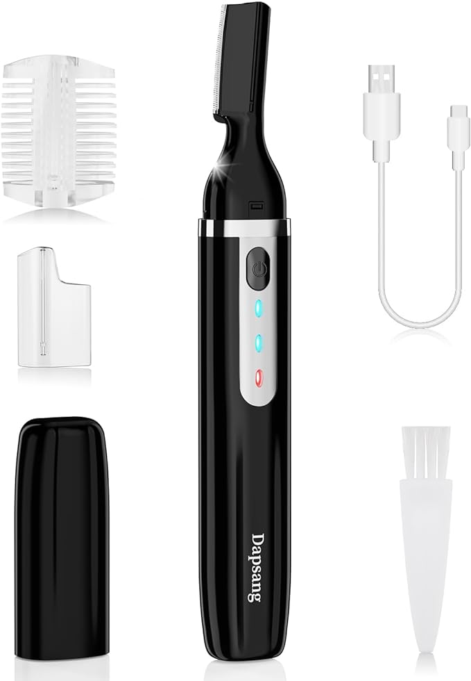 Dapsang Eyebrow Trimmers – Eyebrow Trimmer, Electric Eyebrow Razor for Women Men, Rechargeable Painless LED Light Facial Hair Shaver Remover with Rinseable Blade for Face Lips Neck Leg