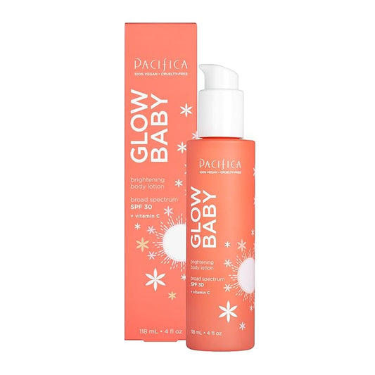 PacificaBeauty Lotions – Pacifica Glow Baby Vitamin C SPF 30 Body Lotion – Brightening Daily Moisturizer + Broad Spectrum Sun Protection, Hydrating No White Cast Sunscreen for Glowing Skin, Clean Vegan & Cruelty-Free Skincare