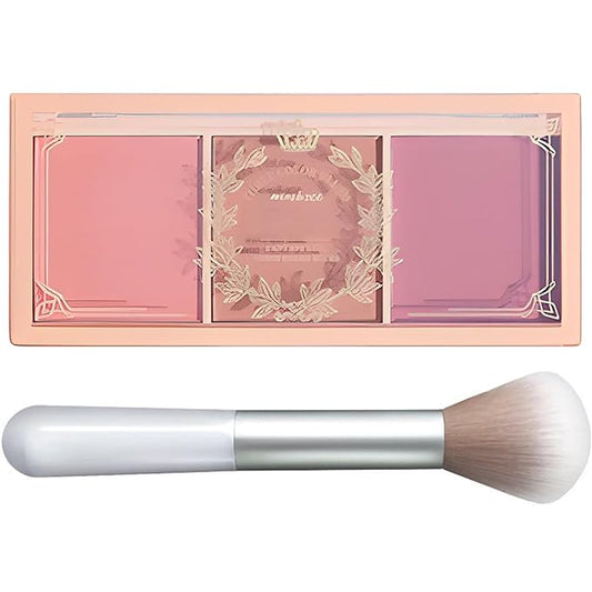 KootinnUSOnline Blush – 3 Color Matte Pink Blush Palette with Brush, Long Lasting Cheek Makeup, Light and Smooth Blush Powder for Face Beauty