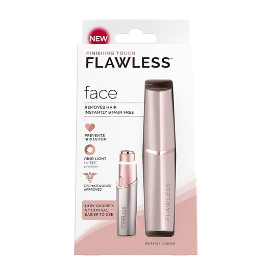 FinishingTouchFlawless Epilators – Finishing Touch Flawless Facial Hair Remover for Women, Rose Gold Face Razor with LED Light, Recyclable Packaging