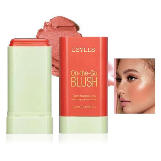 LZYLLS Blush – Cream Blush Stick with Brush, Waterproof Opaque Pink Stick Makeup, Full Coverage, Suitable for All Skin, 1