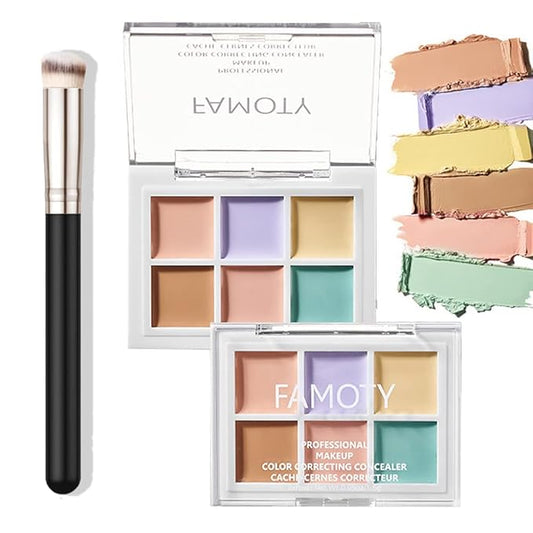 6 Color Correcting Concealer Palette With Concealer Brush,