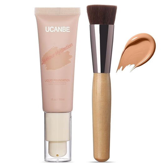 UCANBE Matte Liquid Foundation with Brush, Skincare Serum fl. oz.