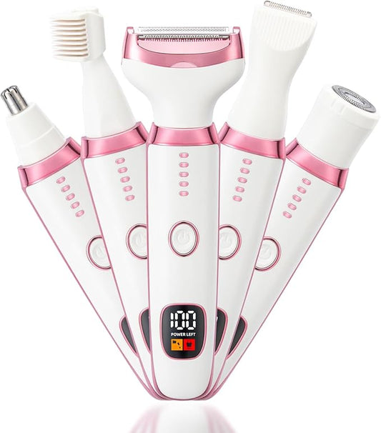 HaetFire Foil Shavers – Electric Razors Shavers for Women, Bikini Trimmer 5 in 1 Electric Shaver Razor for Women Wet/Dry Face Razors for Face Nose Eyebrow Arms Armpit Legs Pubic Area Painless Facial Hair Removal