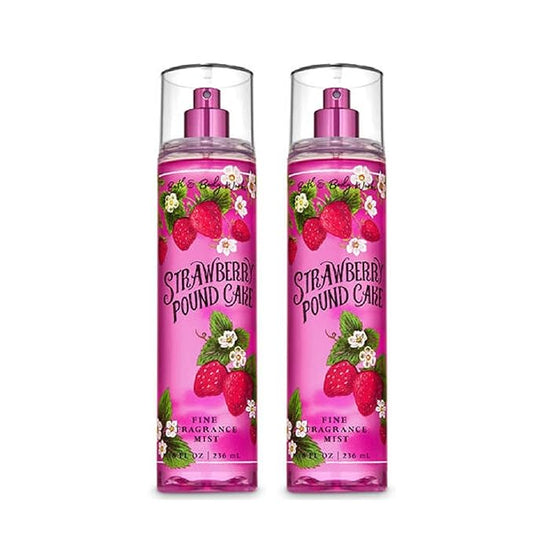 Bath+%26+Body+Works Body Sprays – Bath & Body Works - 2 pack - STRAWBERRY POUND CAKE - Fine Fragrance Mist Full Size (Packaging Design Varies)