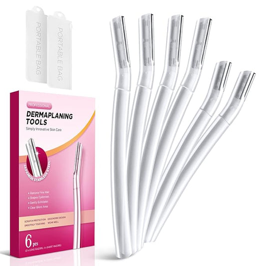 SINAHET Disposable Razors – SINAHET Dermaplane Razor for Women Face, (6 Count) Professional Dermaplaning Tool for Peach Fuzz, Facial and Eyebrow Hair Removal, Gentle Skin Exfoliation Blade