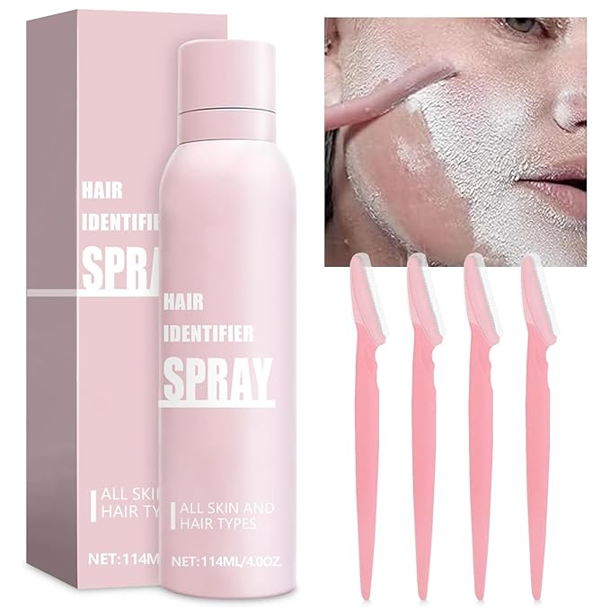 LemonSac Shaving & Grooming Sets – Hair identifier Spray for Face Shaving, Skin Body Hair Identifying Spray With Razors, Moisturizing and Skin Care Dermaplaner Spray, Women Dermaplaning Tool for Face