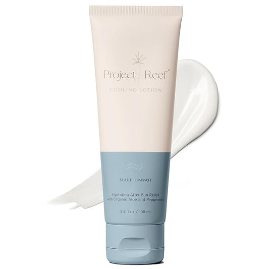 ProjectReef After Sun – After Sun Cooling Lotion w/Organic Aloe Vera, Peppermint, Shea Butter, Vitamin E - Natural Vegan Sunburn Relief, Aftersun Care