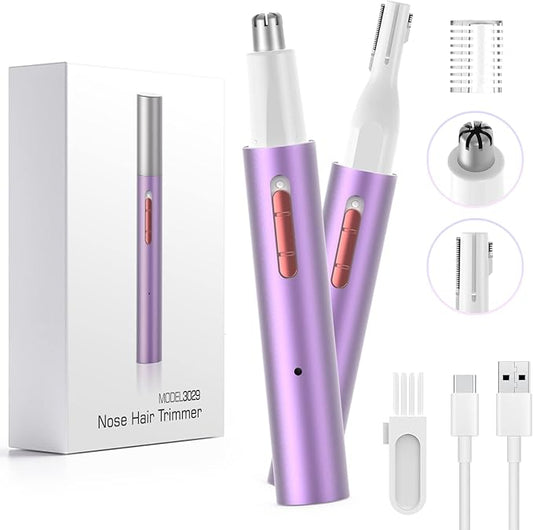 AHHFEIBUYNOW Nose & Ear Hair Trimmers – AHHFEI Rechargeable 5 in 1 Ear and Nose Hair Trimmer for Women, 2025 Professional Painless Eyebrow & Facial Hair Trimmer with Powerful Motor and Dual-Edge Blades Easy Cleansing