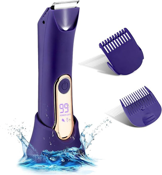 RESUXI Bikini Trimmers – Bikini Trimmer for Women,Wet/Dry Personal Pubic Hair Trimmer Womens Electric Razors Shaver for Underarm Leg Arm Body Hair Private Area,LED Light Ceramic Blade IPX7 Waterproof Rechargeable LCD Display