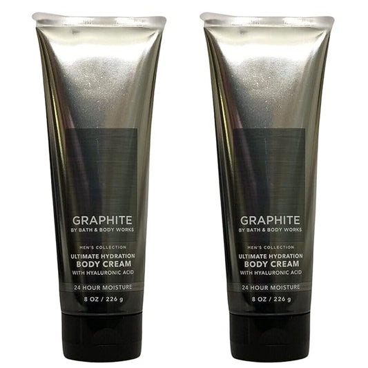 LushLather Creams – Bath and Body Works Men's Collection Ultimate Hydration Ultra Shea Body Cream 8 Oz 2 Pack (Graphite)