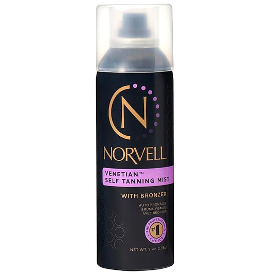 Norvell Body Self-Tanners – Norvell Venetian Sunless Self Tanning Mist - Airbrush Spray Solution with Bronzer for Instant Sun Kissed Glow, 7 fl