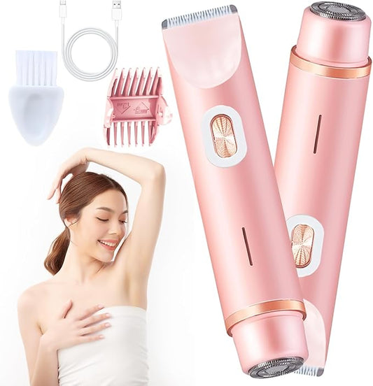 Arckiguana Bikini Trimmers – 2025 New Electric Womens Shaver, 2-in-1 Body Shaver & Bikini Trimmer for Women, Waterproof Wet & Dry Use Body Hair Electric RazorTrimmer for Bikini Underarm Leg Arm Body Face (Pink)