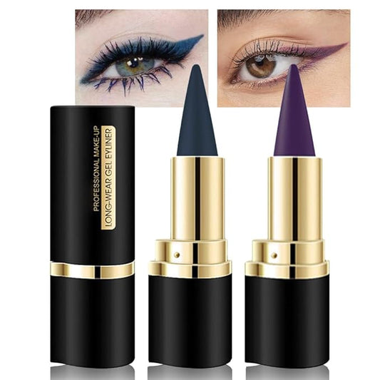 KaelyCosmetics Eyeliner – Kaely 2Pcs Dark Blue Purple Gel Eyeliner Pencils Set,Waterproof Color Colored Eye Liner Crayon,Cat Eye Stencil Gothic Halloween Makeup,Face Paint Eye Black Stick,delineadores de colores para ojos