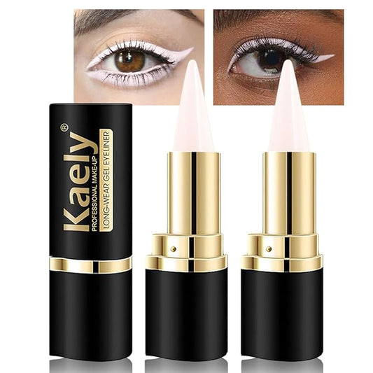 KaelyCosmetics Eyeliner – Kaely 2Pcs Quartz Queen White Gel Eyeliner Pencil, Natural Cream Eye Liner Waterproof Smudge Proof, Matte Waterline Eyeliner Eyeshadow Stick, Brighten Eye Makeup, Vegan & Cruelty-Free